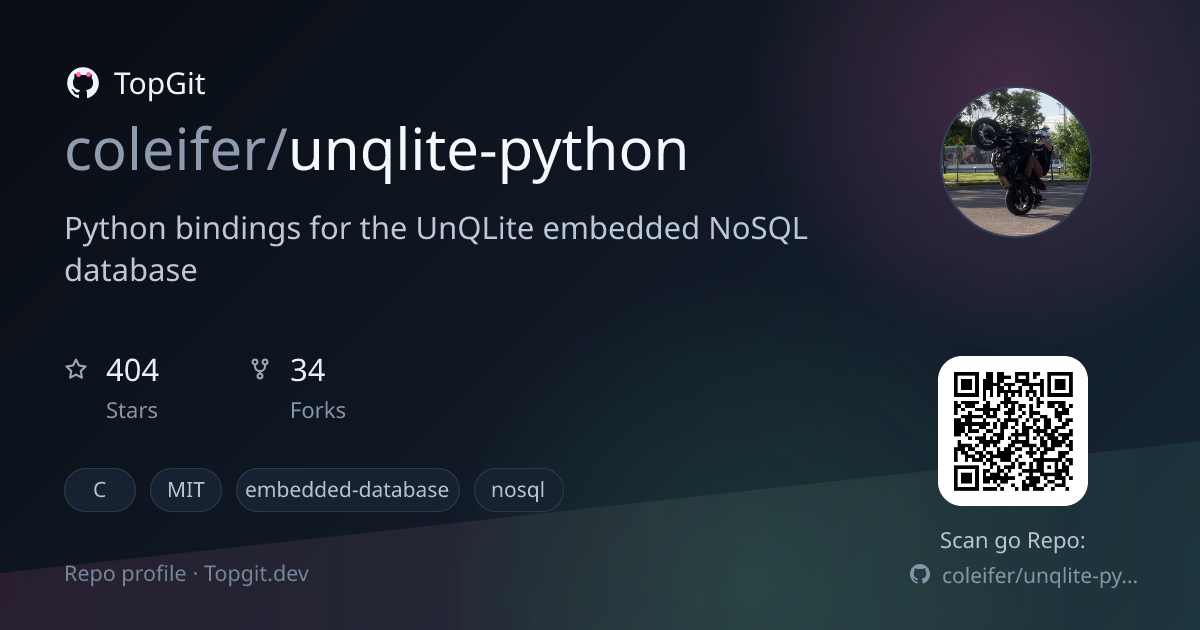 TopGit repo profile image for coleifer/unqlite-python