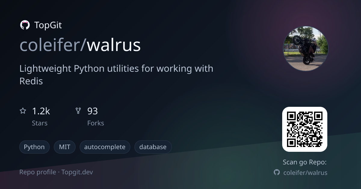 TopGit repo profile image for coleifer/walrus