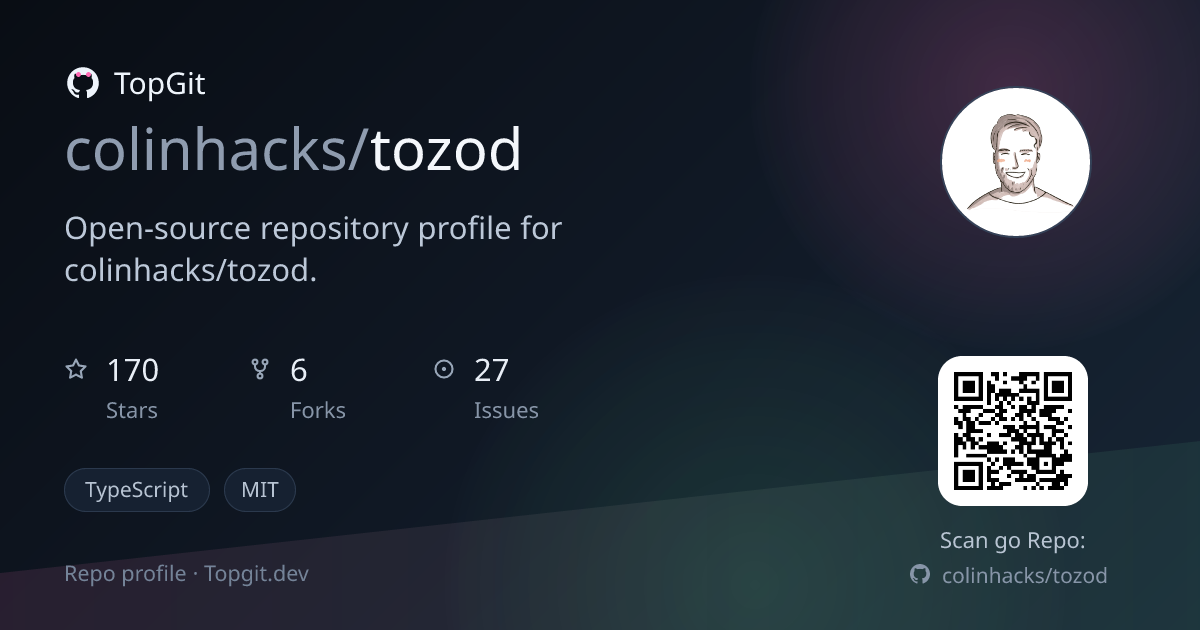 TopGit repo profile image for colinhacks/tozod