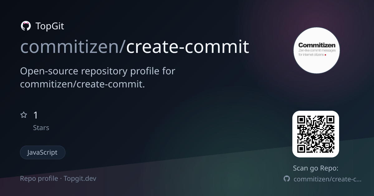 TopGit repo profile image for commitizen/create-commit