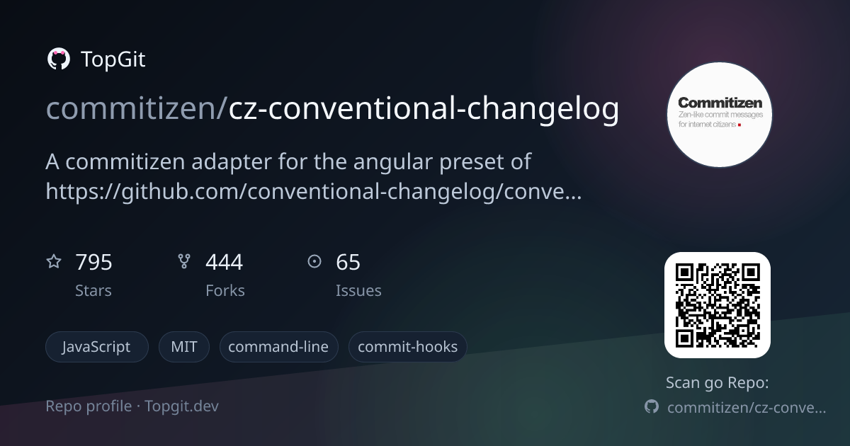 TopGit repo profile image for commitizen/cz-conventional-changelog
