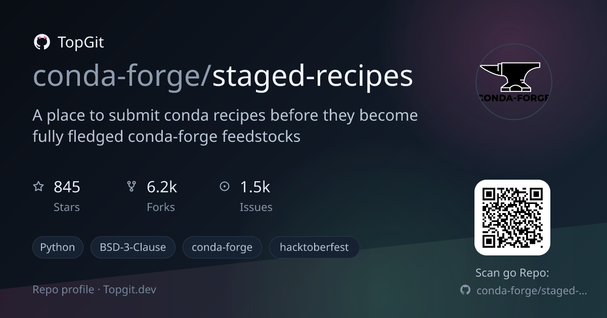 TopGit repo profile image for conda-forge/staged-recipes