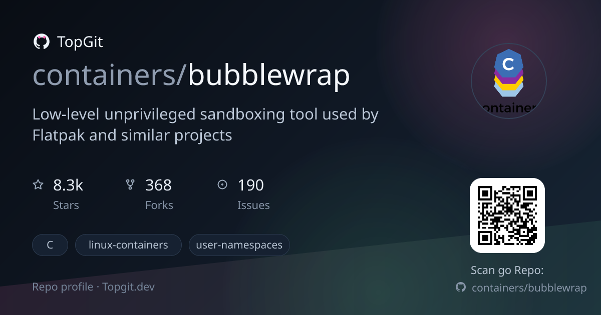 TopGit repo profile image for containers/bubblewrap