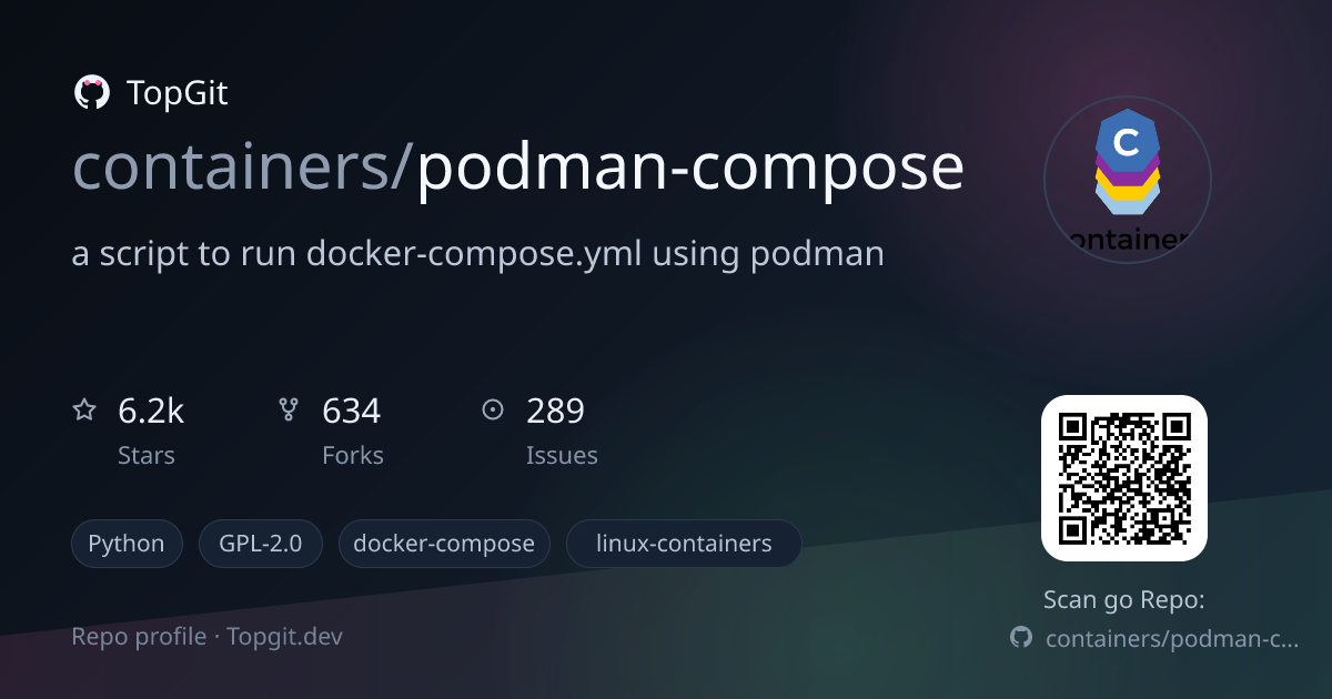 TopGit repo profile image for containers/podman-compose