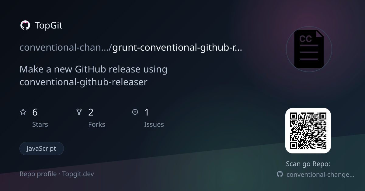 TopGit repo profile image for conventional-changelog/grunt-conventional-github-releaser