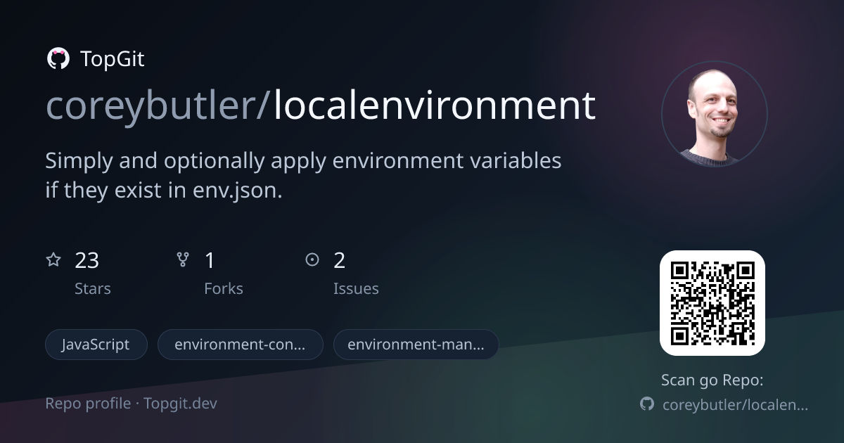 TopGit repo profile image for coreybutler/localenvironment