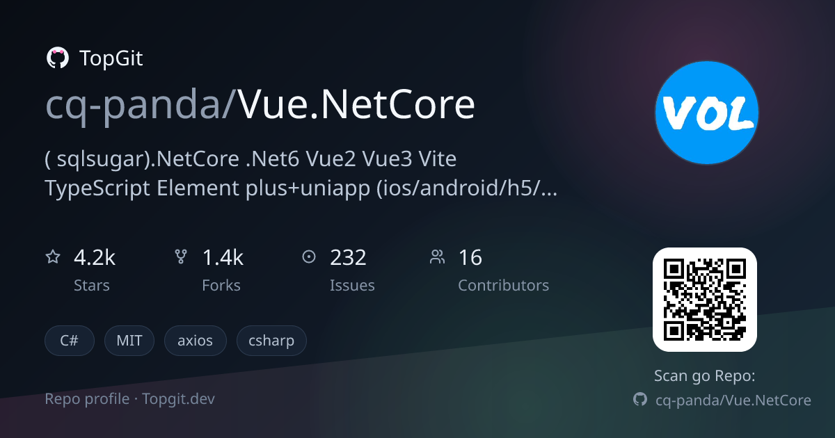 TopGit repo profile image for cq-panda/Vue.NetCore