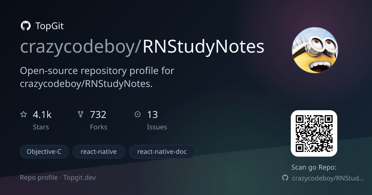 TopGit repo profile image for crazycodeboy/RNStudyNotes
