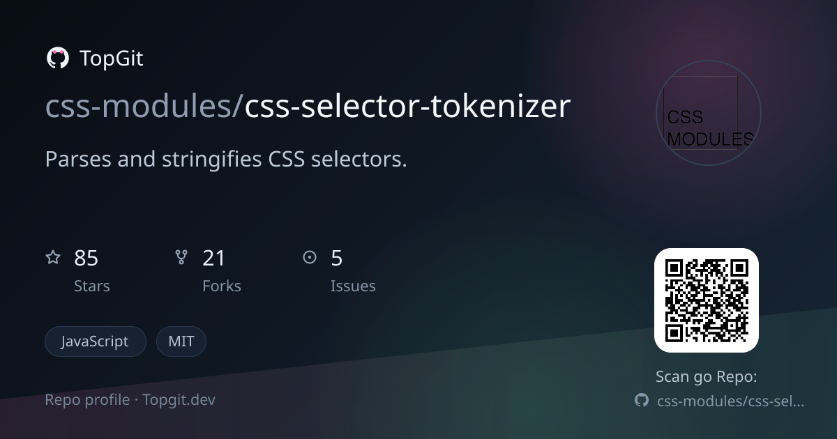 TopGit repo profile image for css-modules/css-selector-tokenizer