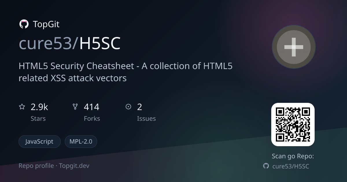 TopGit repo profile image for cure53/H5SC