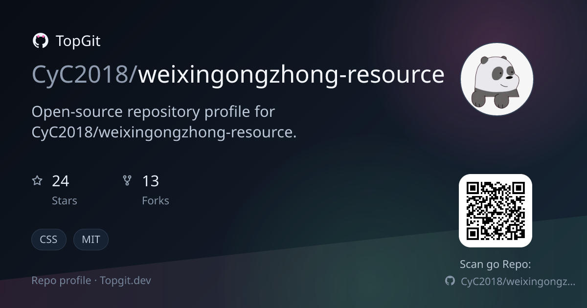 TopGit repo profile image for CyC2018/weixingongzhong-resource