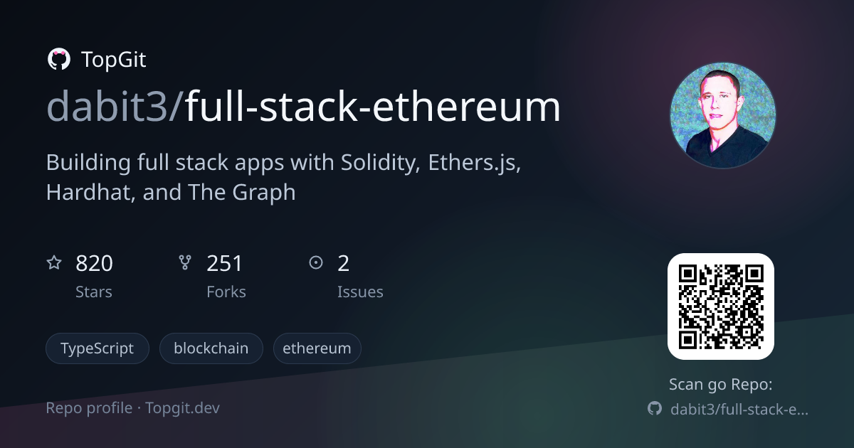 TopGit repo profile image for dabit3/full-stack-ethereum