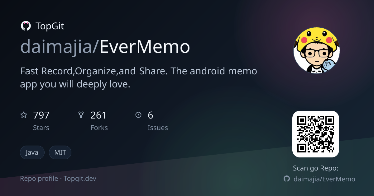 TopGit repo profile image for daimajia/EverMemo