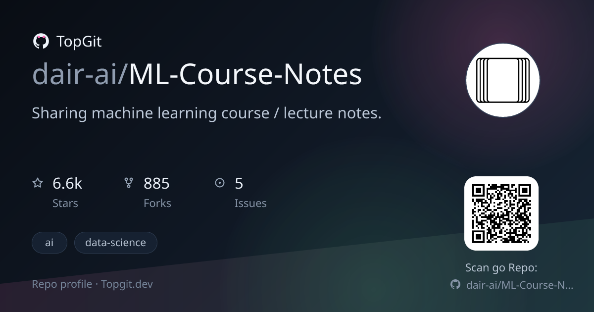 TopGit repo profile image for dair-ai/ML-Course-Notes