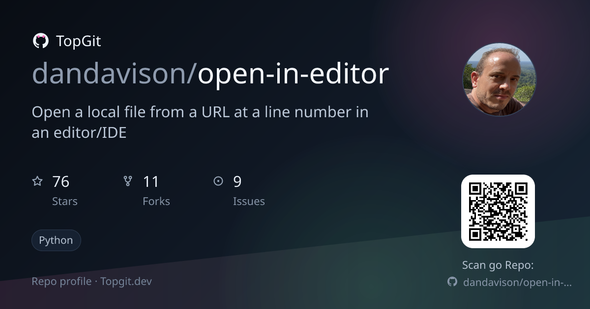 TopGit repo profile image for dandavison/open-in-editor