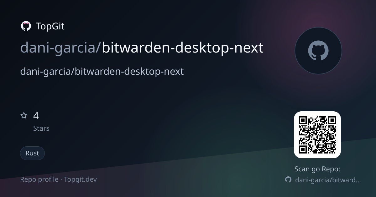 TopGit repo profile image for dani-garcia/bitwarden-desktop-next