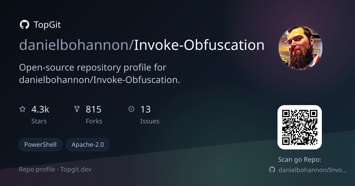 TopGit repo profile image for danielbohannon/Invoke-Obfuscation