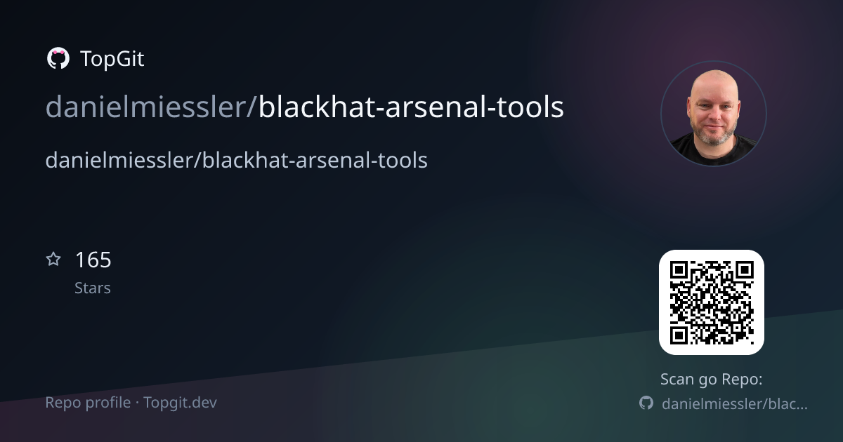 TopGit repo profile image for danielmiessler/blackhat-arsenal-tools