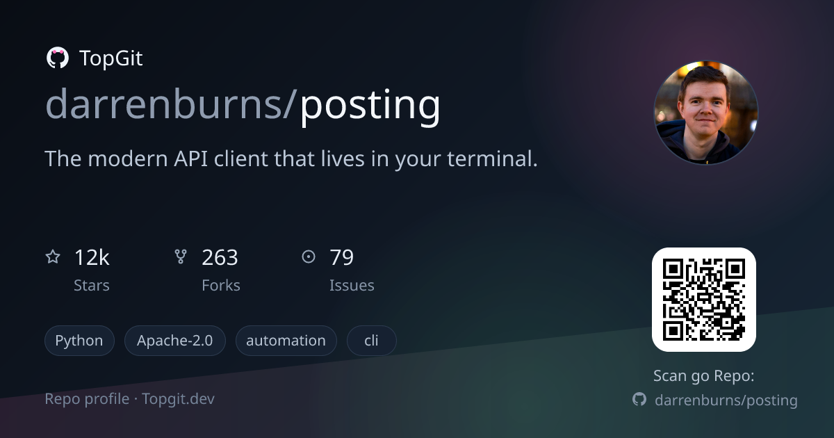 TopGit repo profile image for darrenburns/posting