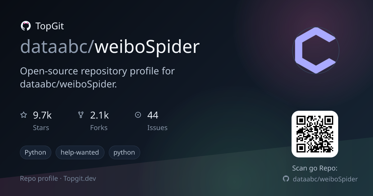 TopGit repo profile image for dataabc/weiboSpider