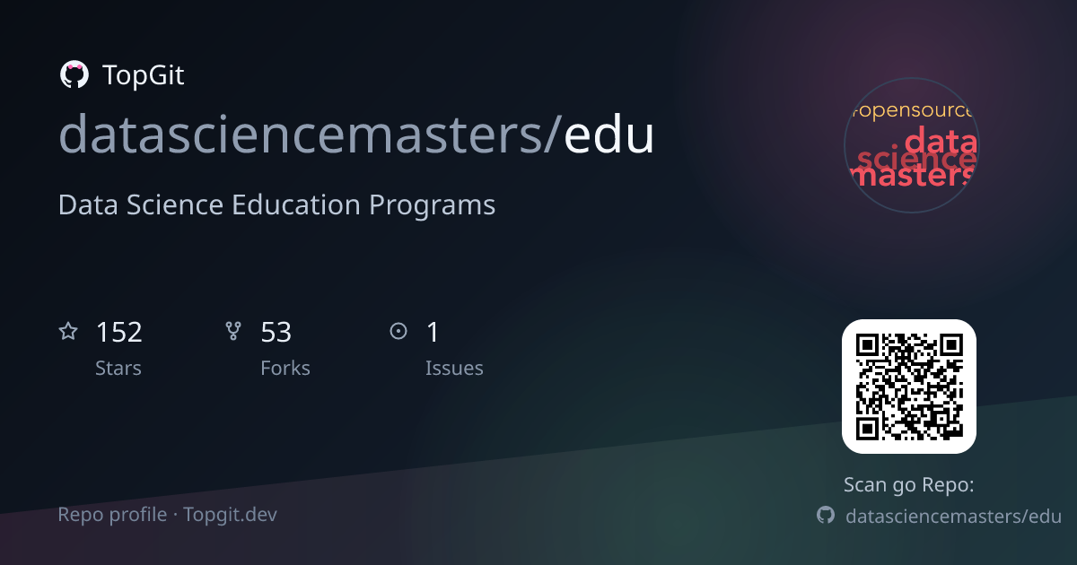TopGit repo profile image for datasciencemasters/edu