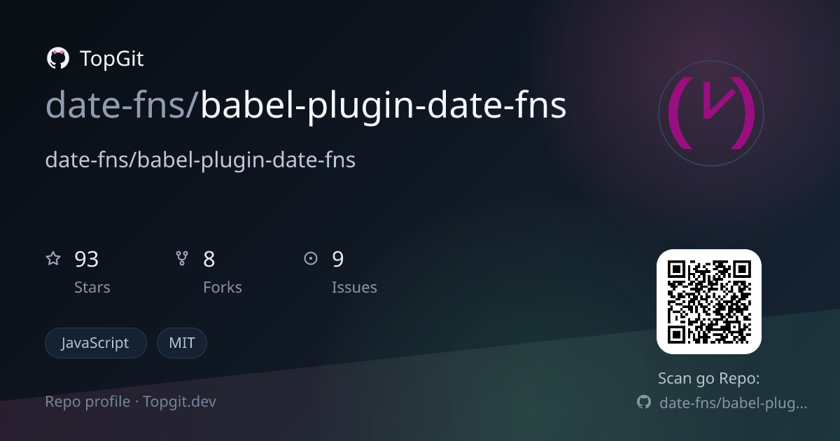 TopGit repo profile image for date-fns/babel-plugin-date-fns