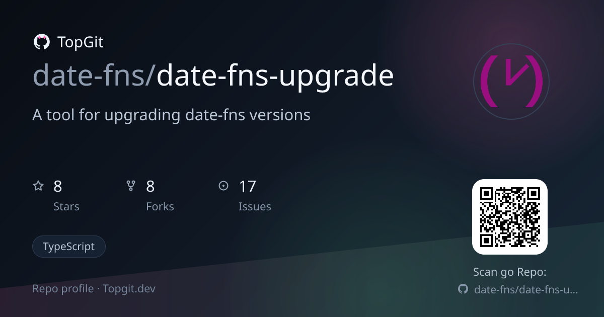 TopGit repo profile image for date-fns/date-fns-upgrade