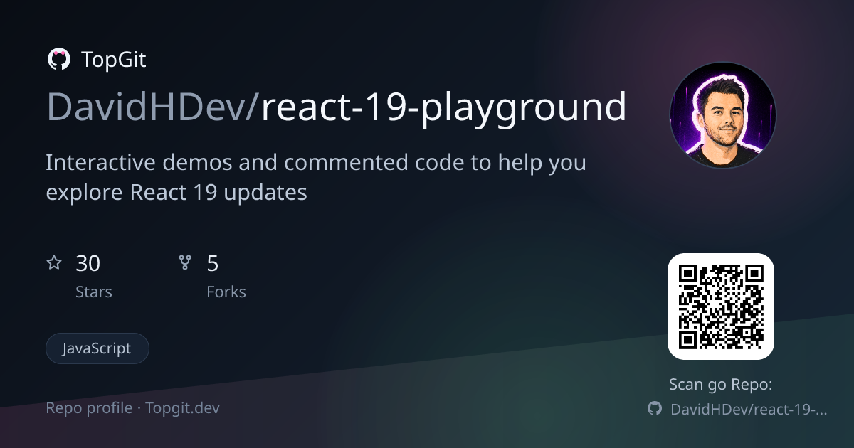 TopGit repo profile image for DavidHDev/react-19-playground