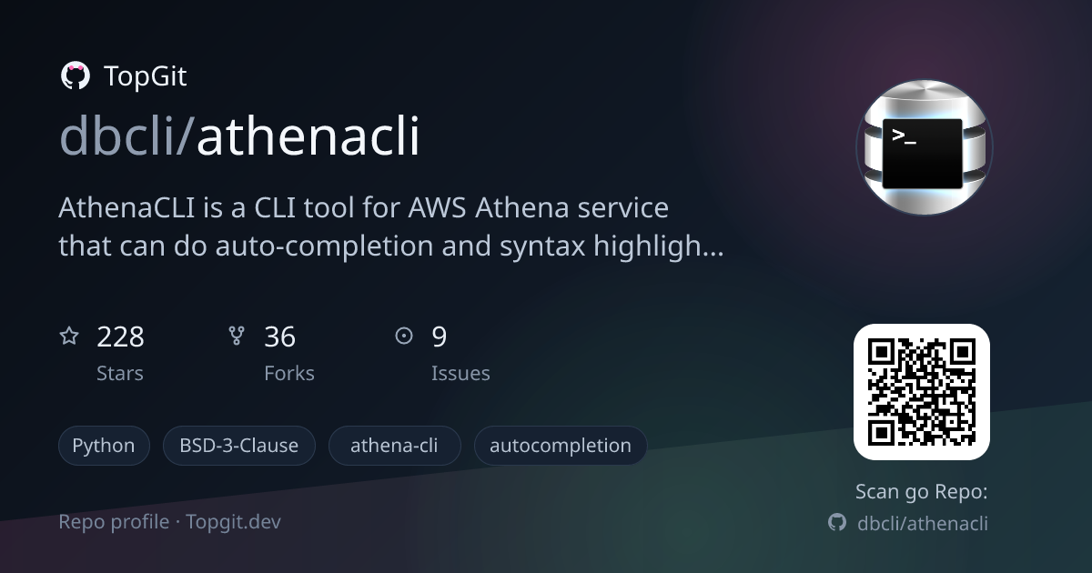 TopGit repo profile image for dbcli/athenacli