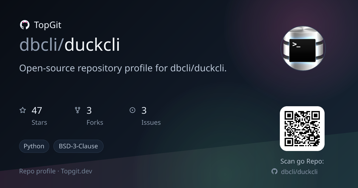 TopGit repo profile image for dbcli/duckcli