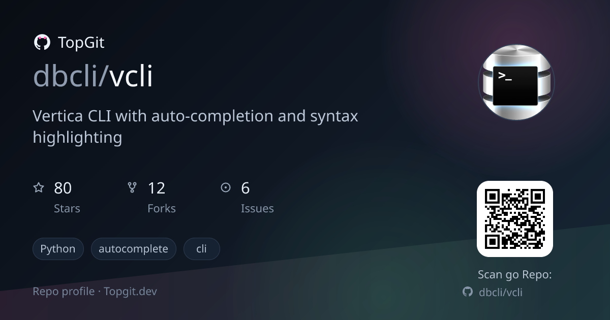 TopGit repo profile image for dbcli/vcli