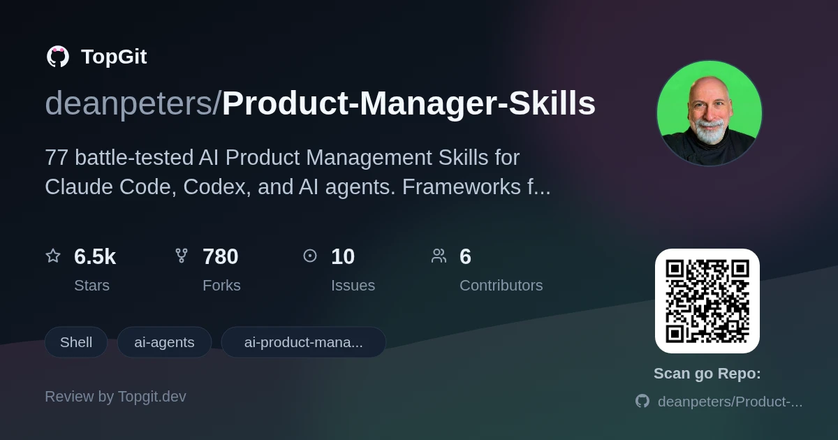 TopGit repo profile image for deanpeters/Product-Manager-Skills