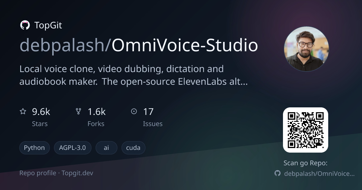 TopGit repo profile image for debpalash/OmniVoice-Studio