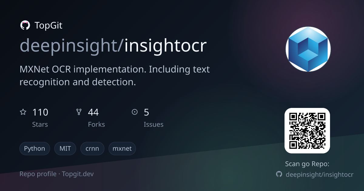TopGit repo profile image for deepinsight/insightocr