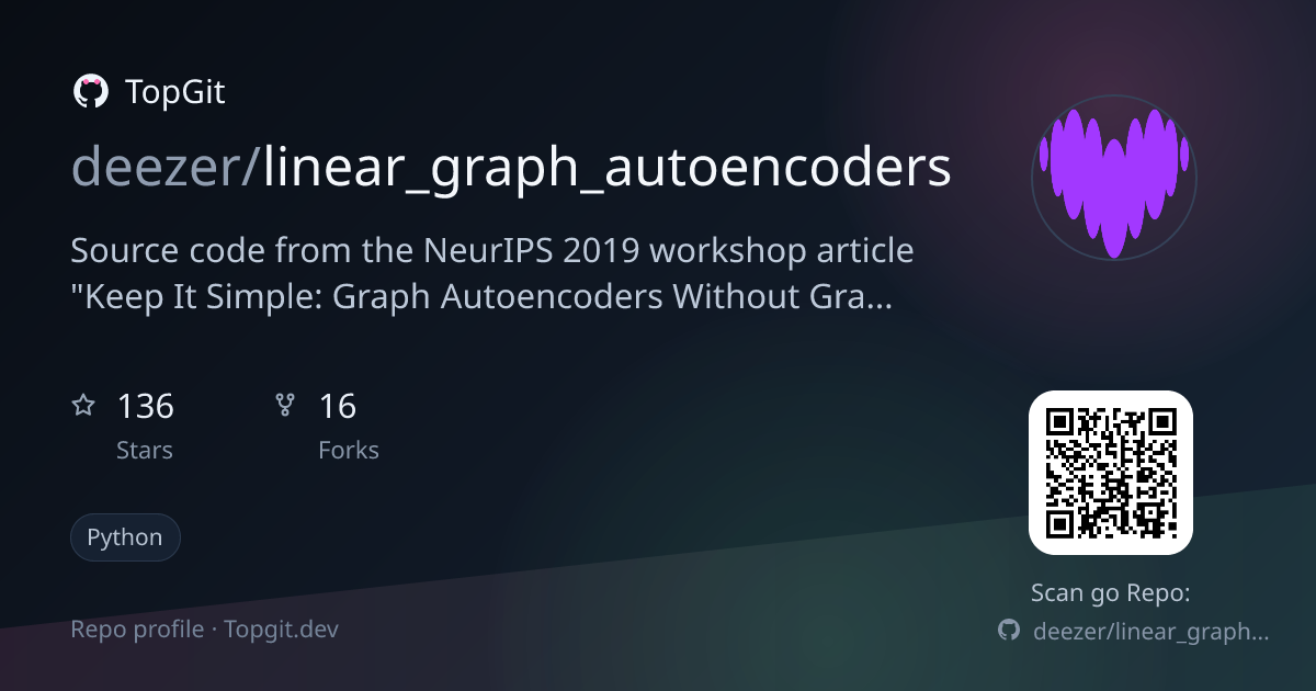 TopGit repo profile image for deezer/linear_graph_autoencoders