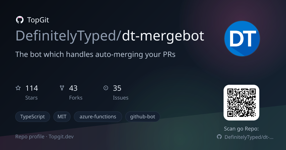 TopGit repo profile image for DefinitelyTyped/dt-mergebot