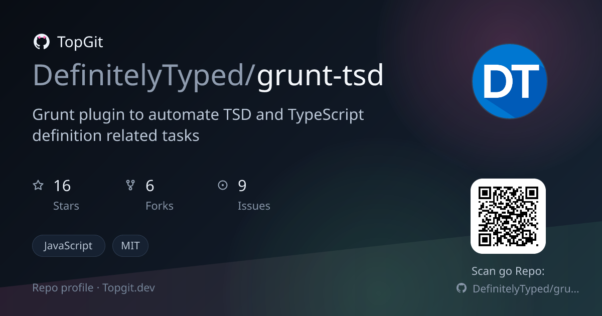 TopGit repo profile image for DefinitelyTyped/grunt-tsd