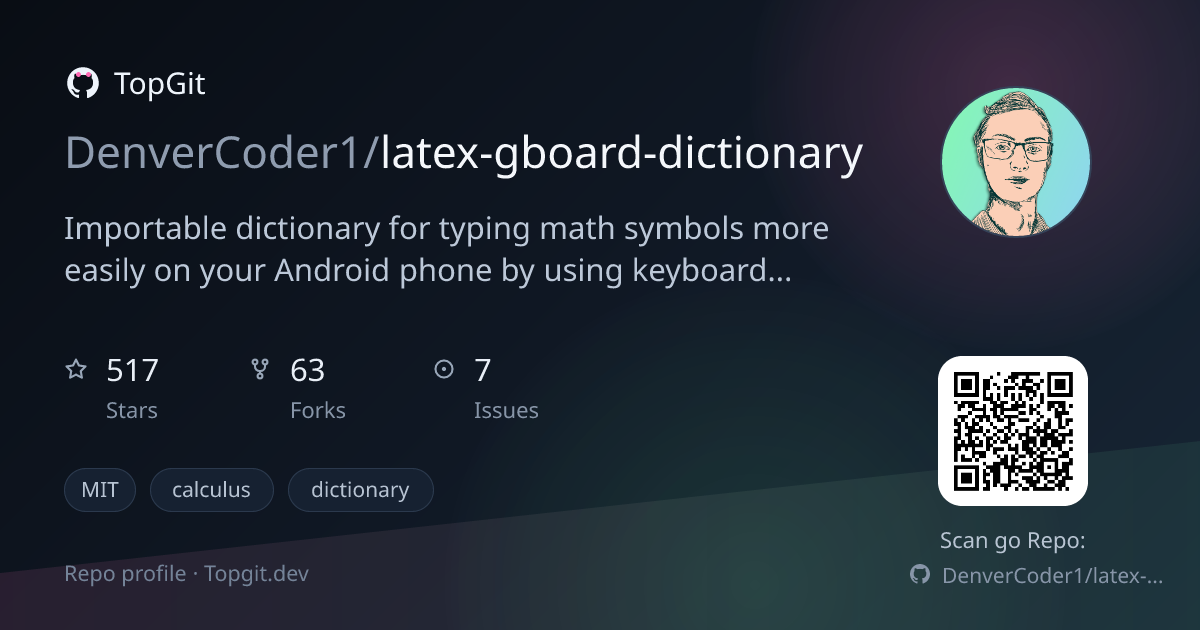TopGit repo profile image for DenverCoder1/latex-gboard-dictionary