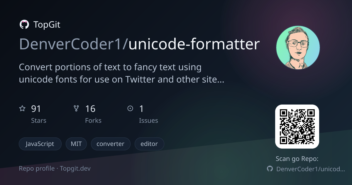 TopGit repo profile image for DenverCoder1/unicode-formatter