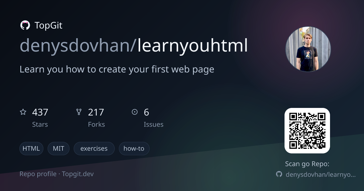 TopGit repo profile image for denysdovhan/learnyouhtml