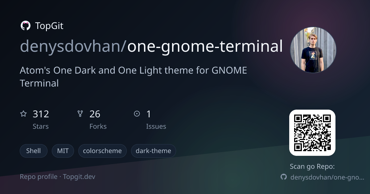 TopGit repo profile image for denysdovhan/one-gnome-terminal