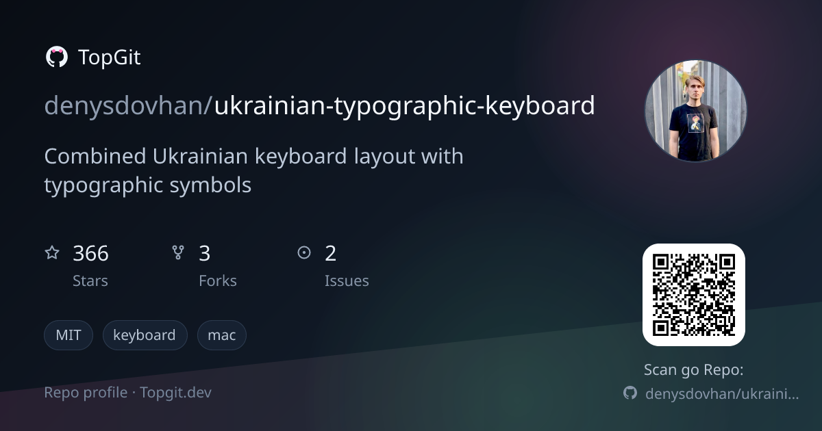 TopGit repo profile image for denysdovhan/ukrainian-typographic-keyboard