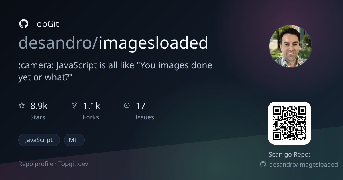 TopGit repo profile image for desandro/imagesloaded