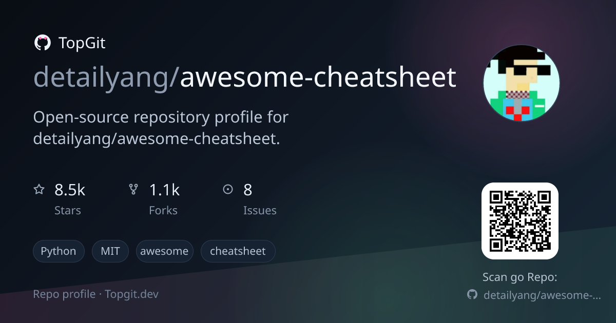 TopGit repo profile image for detailyang/awesome-cheatsheet