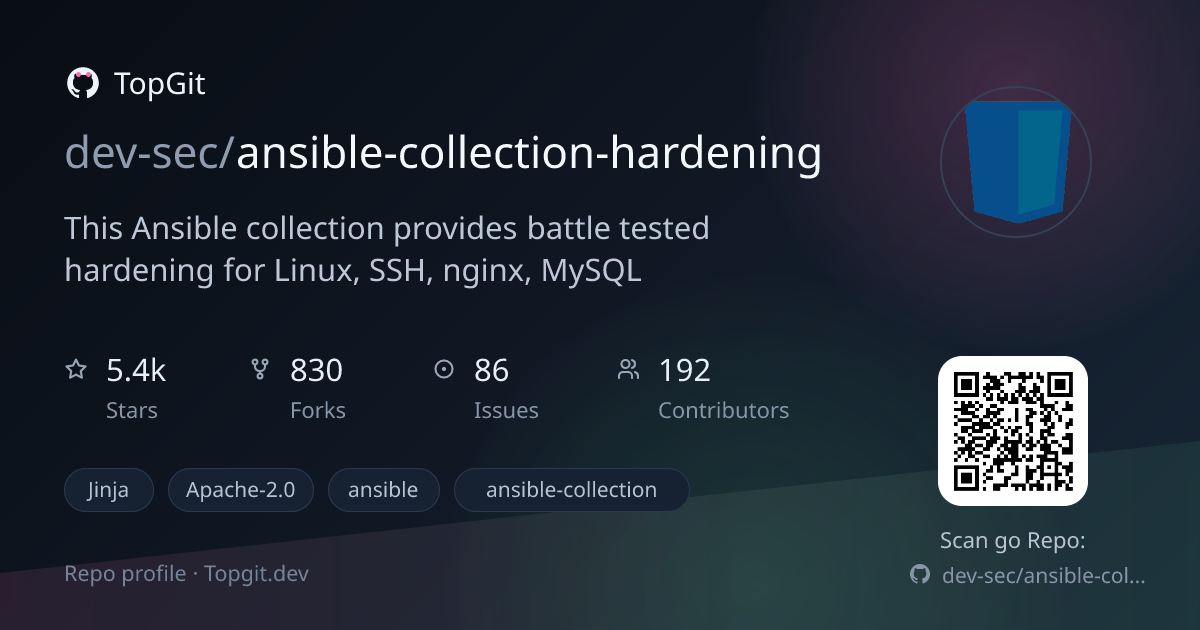 TopGit repo profile image for dev-sec/ansible-collection-hardening