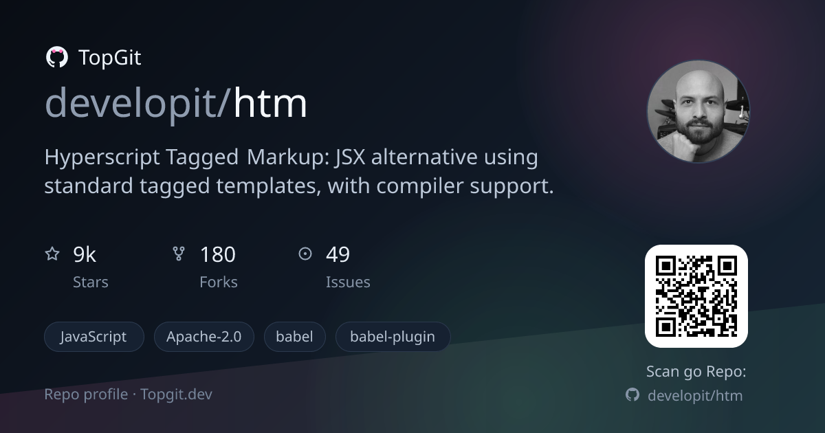 TopGit repo profile image for developit/htm