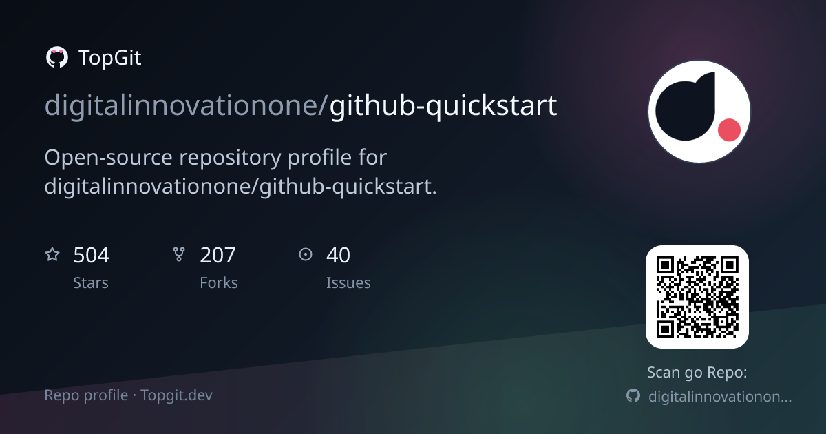 TopGit repo profile image for digitalinnovationone/github-quickstart