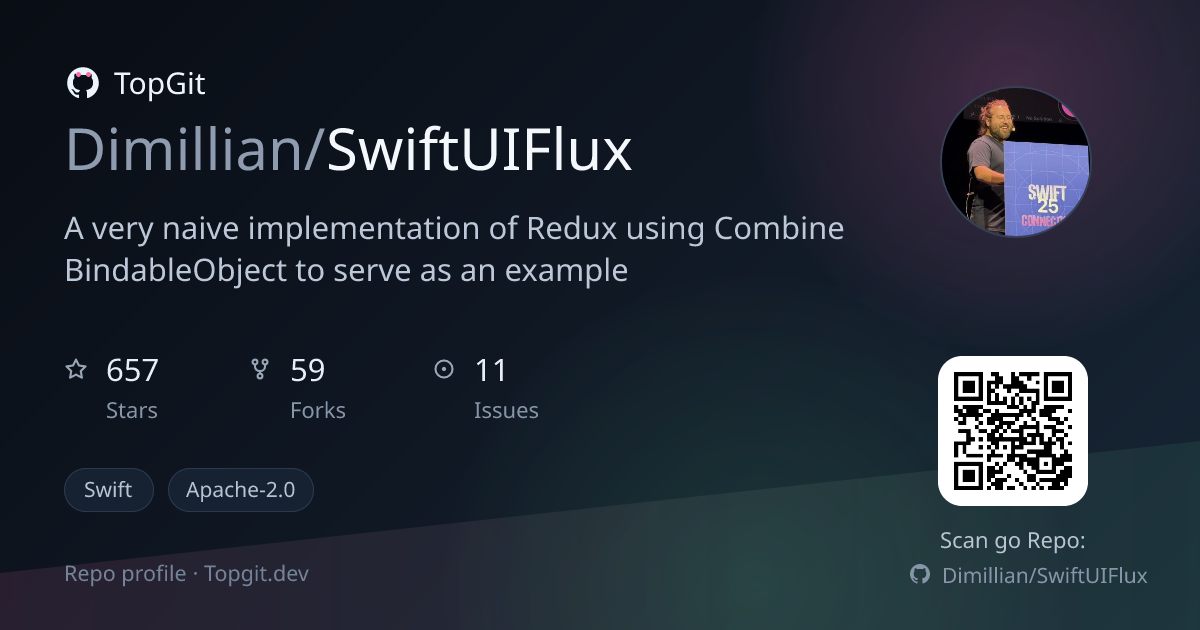 TopGit repo profile image for Dimillian/SwiftUIFlux