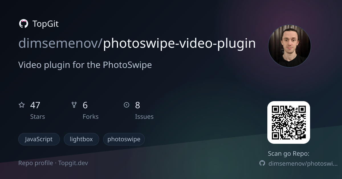 TopGit repo profile image for dimsemenov/photoswipe-video-plugin