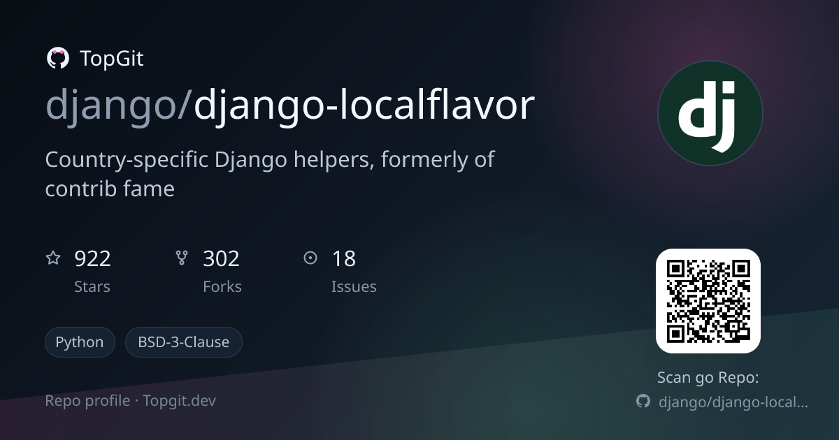 TopGit repo profile image for django/django-localflavor